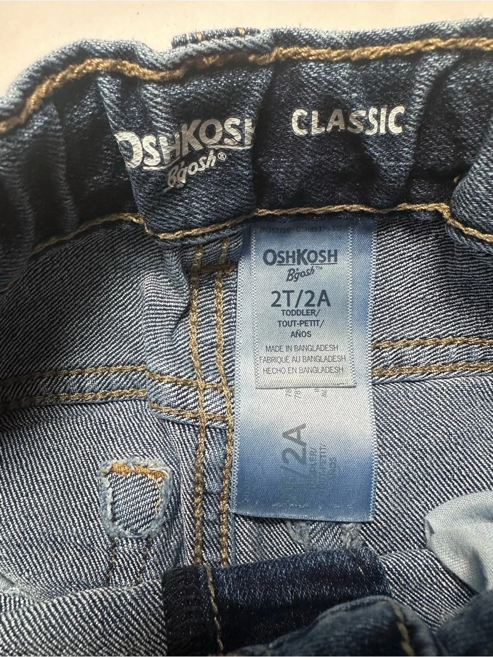 OshKosh B’gosh Classic 2T Dark Wash Straight Leg Jeans Elastic Waist